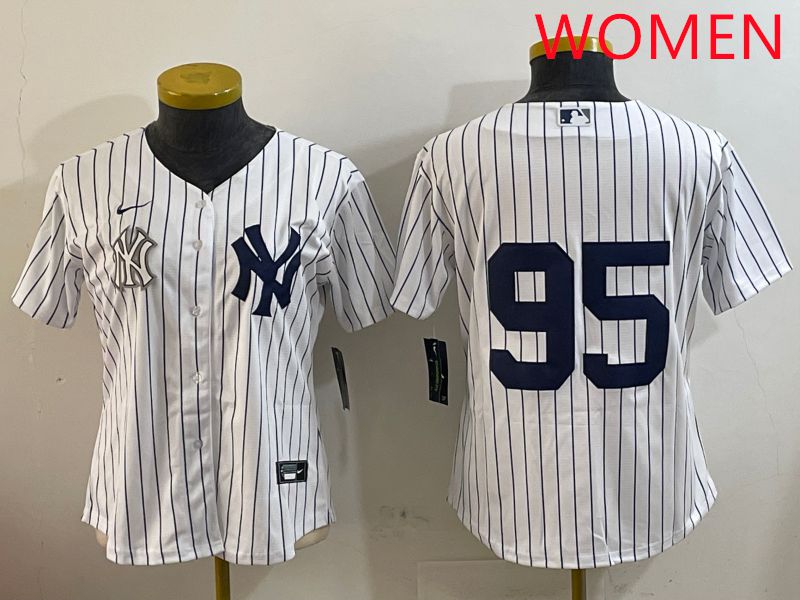 Women New York Yankees #95 No Name White Stripe Game 2025 Nike MLB Jersey style 9